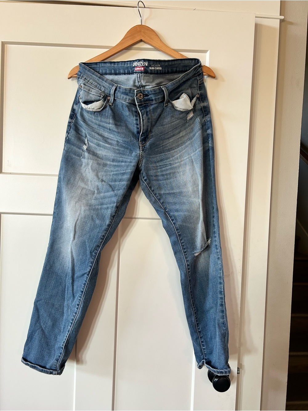 Levi's Denizen Light Blue Slim Cuffed Jeans